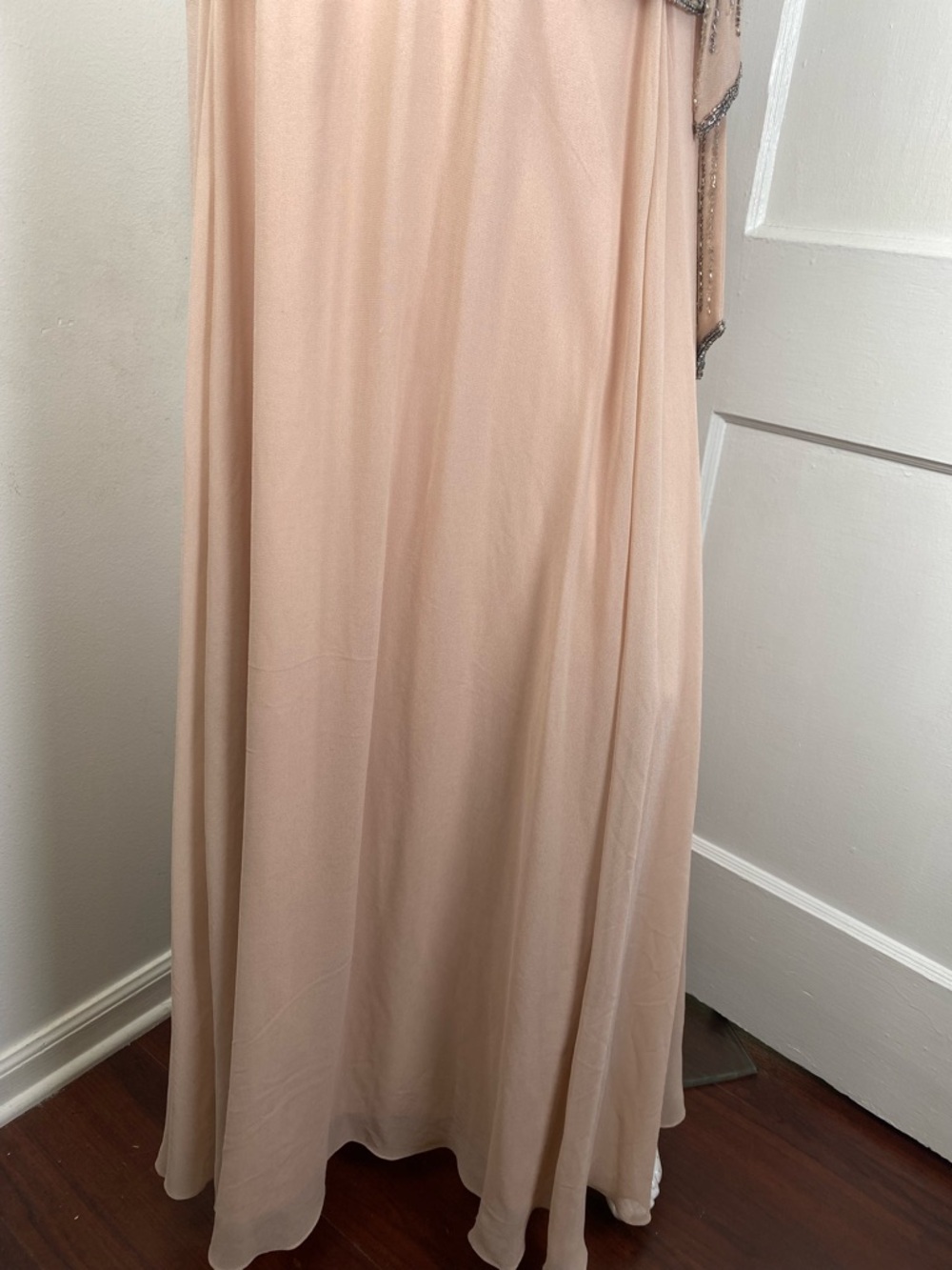 J Kara NWT Nordstrom Blush Pink Beaded Wrap-Front Maxi Dress - Picture 3 of 11
